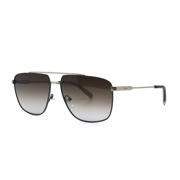 FERRAGAMO SF239S 758 GREEN/SILVER BROWN GRADIENT AVIATOR AUTHENTIC SUNGLASSES - Picture 1 of 10